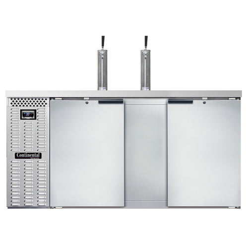 Continental KC69NSS 69" Kegerator Beer Dispenser W/ (3) Keg Capacity - (2) Column, Stainless, 115v-cityfoodequipment.com