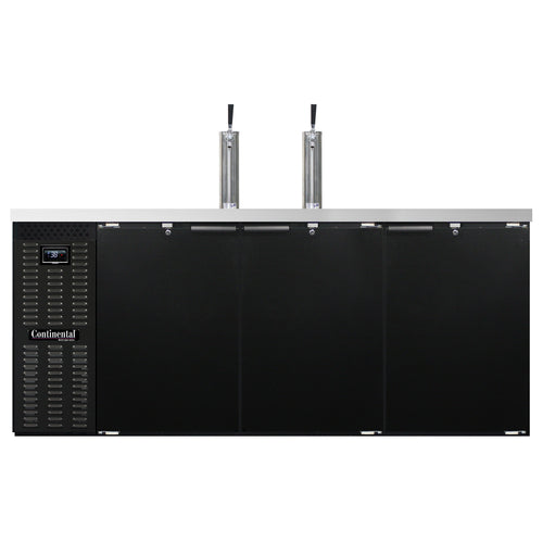 Continental KC79N 79" Kegerator Beer Dispenser W/ (4) Keg Capacity - (2) Columns, Black, 115v-cityfoodequipment.com