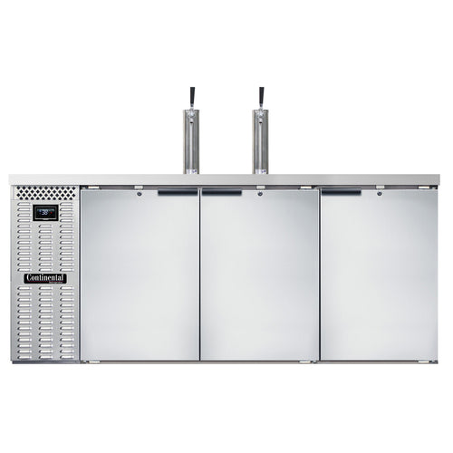 Continental KC79NSS 79" Kegerator Beer Dispenser W/ (3) Keg Capacity - (2) Column, Stainless, 115v-cityfoodequipment.com