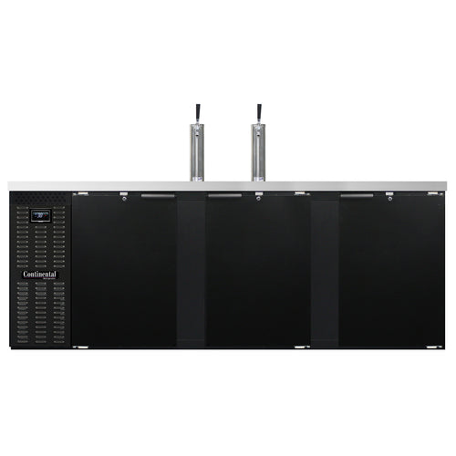Continental KC90N 90" Kegerator Beer Dispenser W/ (5) Keg Capacity - (2) Columns, Black, 115v-cityfoodequipment.com