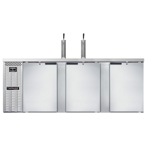 Continental KC90NSS 90" Kegerator Beer Dispenser W/ (4) Keg Capacity - (2) Column, Stainless, 115v-cityfoodequipment.com