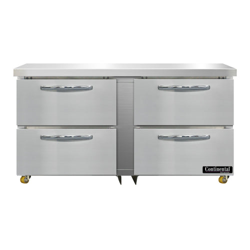 Continental DF60N-U-D 60" W Undercounter Freezer w/ (2) Sections & (4) Drawers, 115v-cityfoodequipment.com