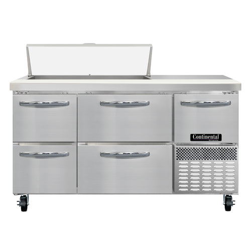Continental RA60N10-D 60" Sandwich/Salad Prep Table w/ Refrigerated Base, 115v-cityfoodequipment.com
