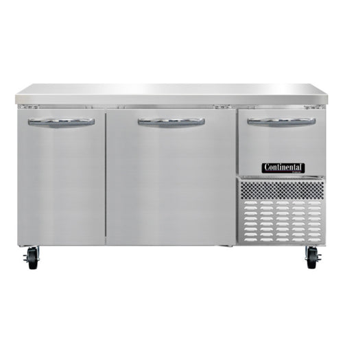 Continental FA60SN 60"W Worktop Freezer w/ (3) Sections & (3) Doors, 115v-cityfoodequipment.com