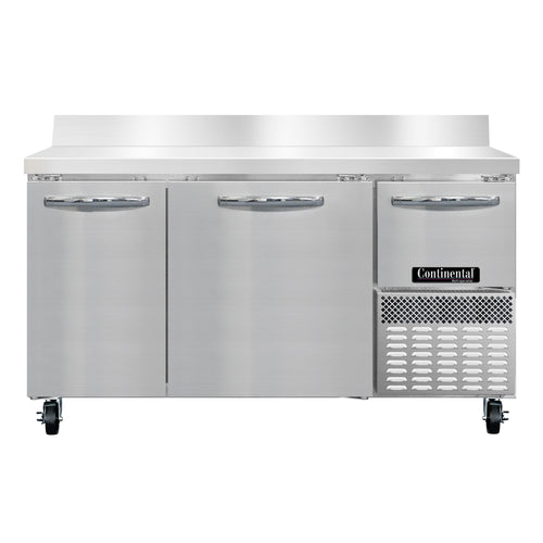 Continental RA60NBS 60" Worktop Refrigerator w/ (3) Sections, 115v-cityfoodequipment.com