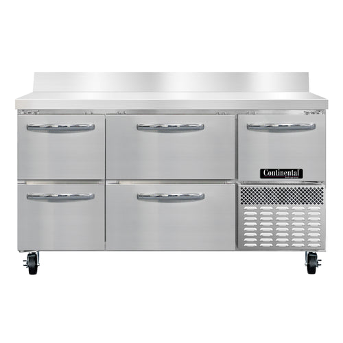 Continental RA60NBS-D 60" Worktop Refrigerator w/ (3) Sections, 115v-cityfoodequipment.com
