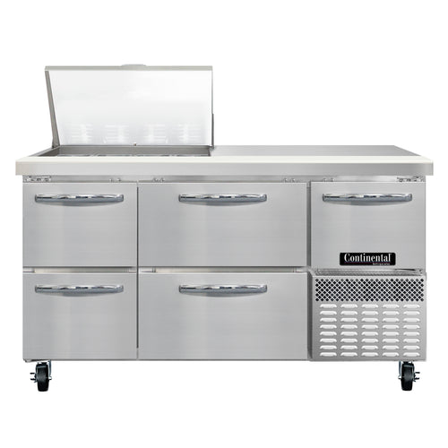 Continental RA60N12M-D 60" Sandwich/Salad Prep Table w/ Refrigerated Base, 115v-cityfoodequipment.com