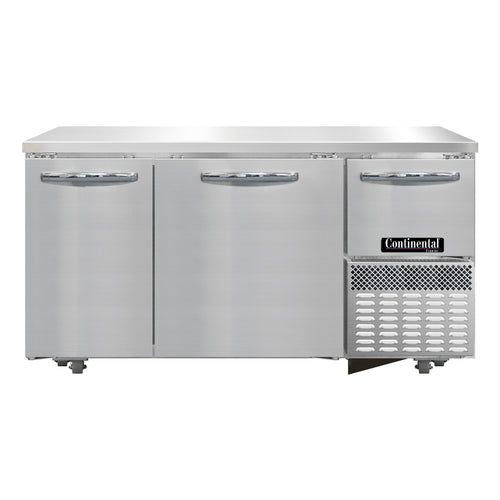 Continental FA60N-U 60" W Undercounter Freezer w/ (3) Sections & (3) Doors, 115v-cityfoodequipment.com