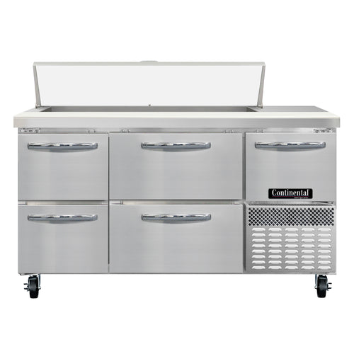 Continental RA60N12-D 60" Sandwich/Salad Prep Table w/ Refrigerated Base, 115v-cityfoodequipment.com