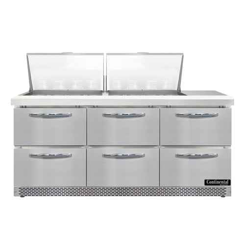 Continental D72N24M-FB-D 72" Designer Line Sandwich/Salad Prep Table w/ Refrigerated Base, 115v-cityfoodequipment.com