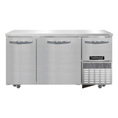 Continental FA60SN-U 60"W Undercounter Freezer w/ (3) Sections & (3) Doors, 115v-cityfoodequipment.com