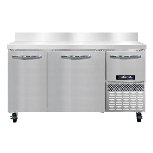Continental RA60SNBS 60"W Worktop Refrigerator w/ (3) Sections & (3) Doors, 115v-cityfoodequipment.com