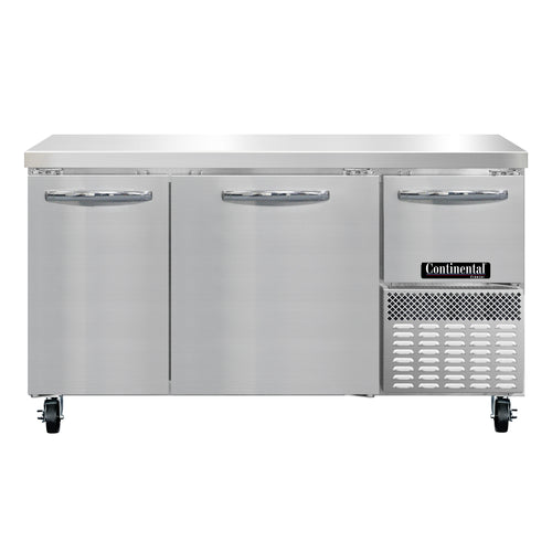 Continental FA60N 60" W Worktop Freezer w/ (3) Sections & (3) Doors, 115v-cityfoodequipment.com