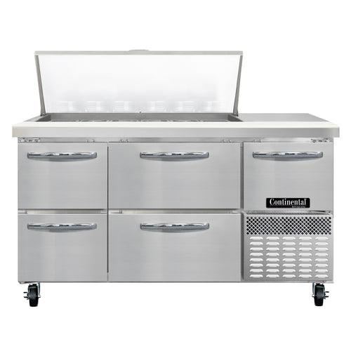 Continental RA60N18M-D 60" Sandwich/Salad Prep Table w/ Refrigerated Base, 115v-cityfoodequipment.com