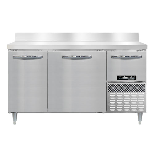Continental DRA60NSSBS 60" Worktop Refrigerator w/ (3) Sections, 115v-cityfoodequipment.com
