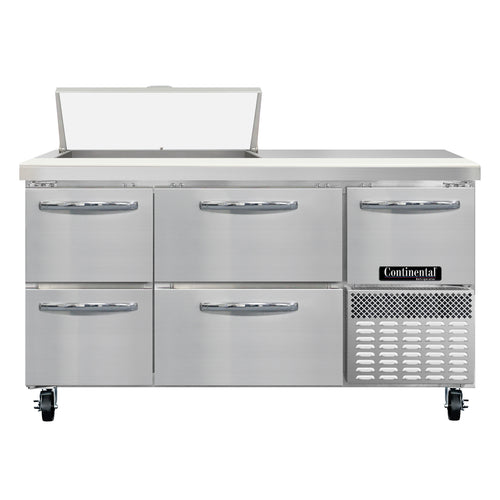 Continental RA60N8-D 60" Sandwich/Salad Prep Table w/ Refrigerated Base, 115v-cityfoodequipment.com