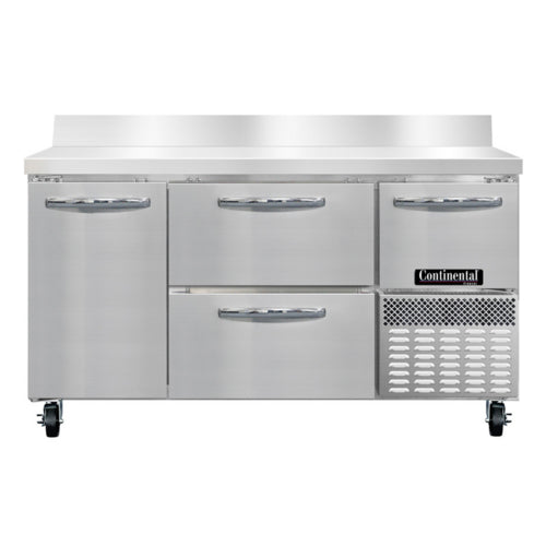 Continental FA60SNBS-D 60"W Worktop Freezer w/ (3) Sections, (1) Door, (4) Drawers, 115v-cityfoodequipment.com