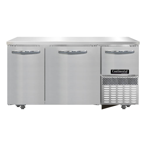 Continental RA60N-U 60" W Undercounter Refrigerator w/ (3) Sections & (3) Doors, 115v-cityfoodequipment.com