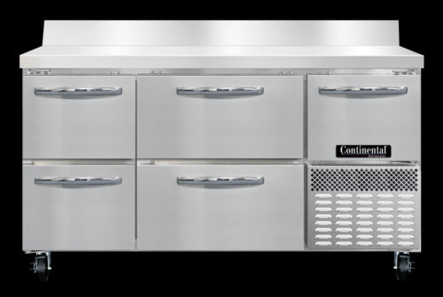 Continental FA60NBS-D 60" W Worktop Freezer w/ (3) Sections, (1) Door, (4) Drawers, 115v-cityfoodequipment.com