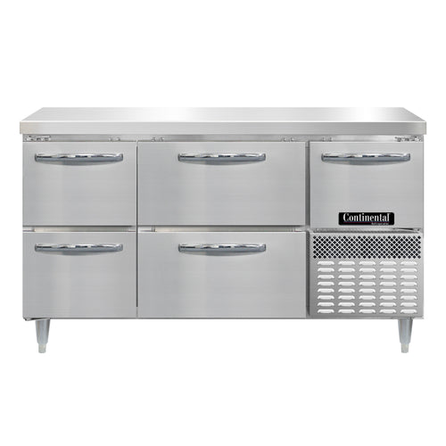 Continental DRA60NSS-D 60" Worktop Refrigerator w/ (3) Sections, 115v-cityfoodequipment.com