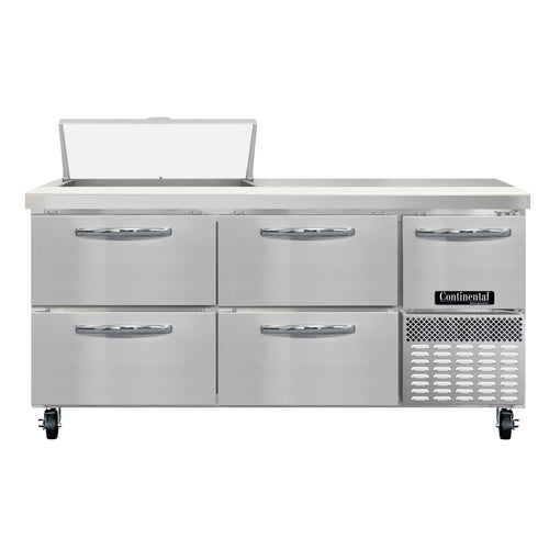 Continental RA68N8-D 68" Sandwich/Salad Prep Table w/ Refrigerated Base, 115v-cityfoodequipment.com
