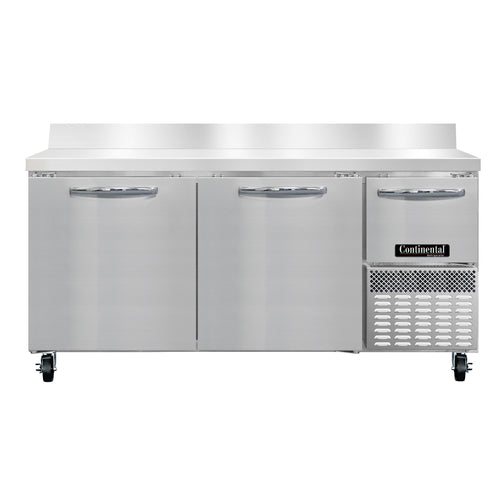 Continental RA68NBS 68" Worktop Refrigerator w/ (3) Sections, 115v-cityfoodequipment.com
