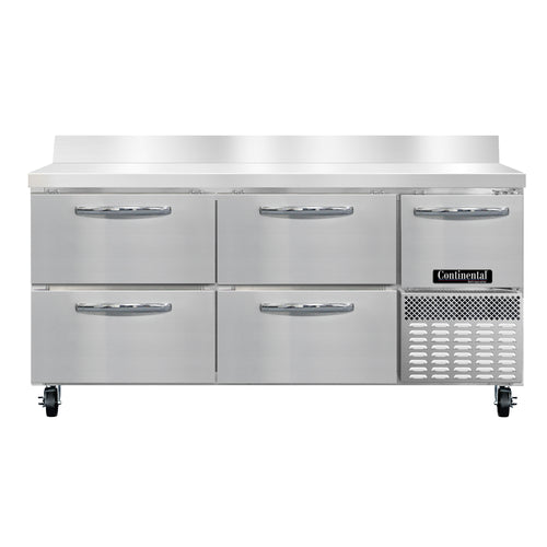 Continental RA68NBS-D 68" Worktop Refrigerator w/ (3) Sections, 115v-cityfoodequipment.com