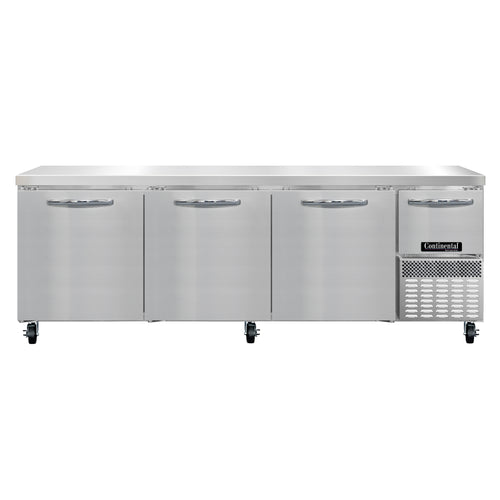 Continental RA93N 93" Worktop Refrigerator w/ (4) Sections, 115v-cityfoodequipment.com