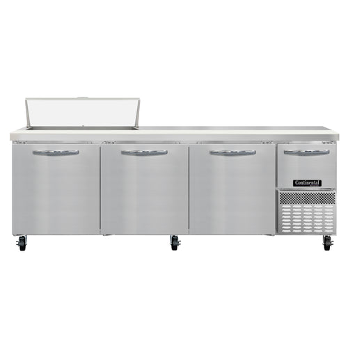 Continental RA93N10 93" Pizza Prep Table w/ Refrigerated Base, 115v-cityfoodequipment.com