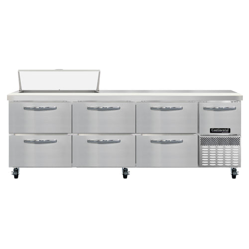 Continental RA93N10-D 93" Sandwich/Salad Prep Table w/ Refrigerated Base, 115v-cityfoodequipment.com