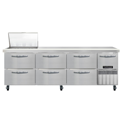 Continental RA93N12M-D 93" Sandwich/Salad Prep Table w/ Refrigerated Base, 115v-cityfoodequipment.com