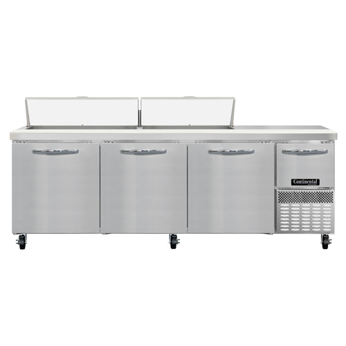 Continental RA93N18 93" Pizza Prep Table w/ Refrigerated Base, 115v-cityfoodequipment.com