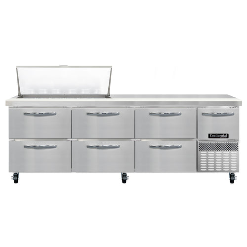 Continental RA93N18M-D 93" Sandwich/Salad Prep Table w/ Refrigerated Base, 115v-cityfoodequipment.com