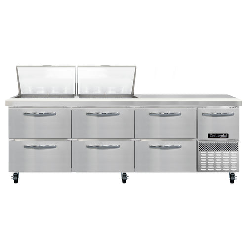Continental RA93N24M-D 93" Pizza Prep Table w/ Refrigerated Base, 115v-cityfoodequipment.com