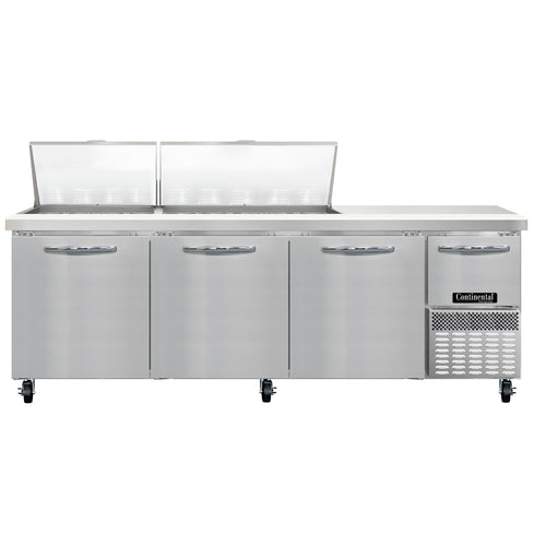 Continental RA93N27M 93" Pizza Prep Table w/ Refrigerated Base, 115v-cityfoodequipment.com