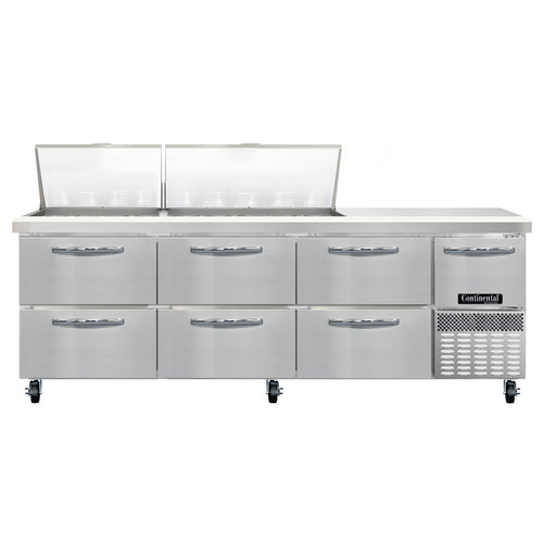 Continental RA93N27M-D 93" Sandwich/Salad Prep Table w/ Refrigerated Base, 115v-cityfoodequipment.com