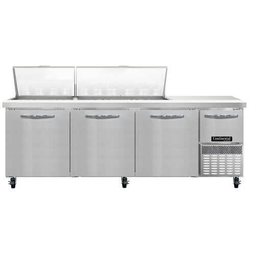 Continental RA93N30M 93" Pizza Prep Table w/ Refrigerated Base, 115v-cityfoodequipment.com