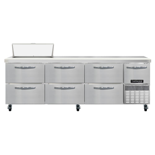 Continental RA93N8-D 93" Sandwich/Salad Prep Table w/ Refrigerated Base, 115v-cityfoodequipment.com