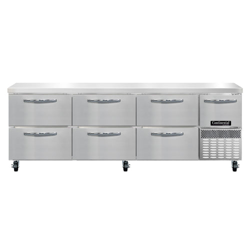 Continental RA93N-D 93" Worktop Refrigerator w/ (4) Sections, 115v-cityfoodequipment.com