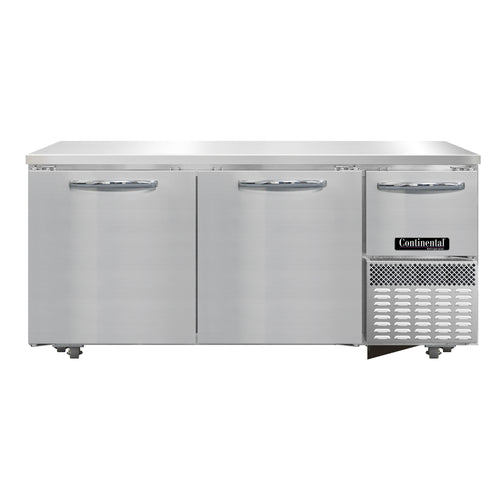 Continental RA68N-U 68" W Undercounter Refrigerator w/ (3) Sections & (3) Doors, 115v-cityfoodequipment.com