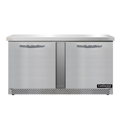 Continental SW60N-FB 60" Worktop Refrigerator w/ (2) Sections, 115v-cityfoodequipment.com