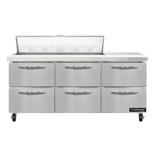 Continental SW72N12-D 72" Sandwich/salad Prep Table W/ Refrigerated Base, 115v-cityfoodequipment.com