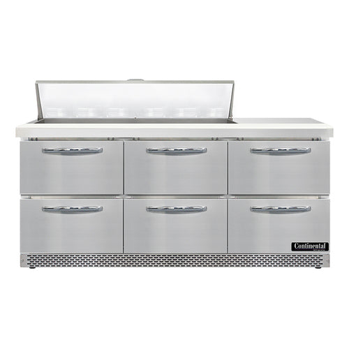 Continental SW72N12-FB-D 72" Sandwich/Salad Prep Table w/ Refrigerated Base, 115v-cityfoodequipment.com