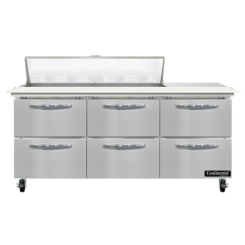 Continental SW72N12C-D 72" Sandwich/Salad Prep Table w/ Refrigerated Base, 115v-cityfoodequipment.com