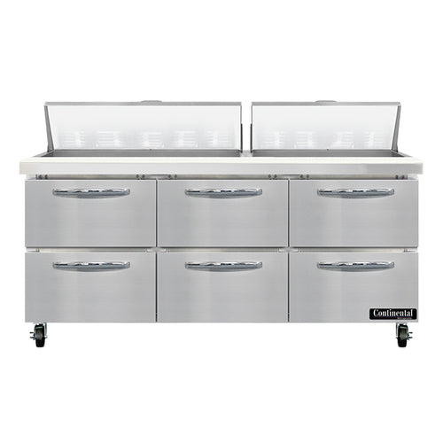 Continental SW72N18-D 72" Sandwich/Salad Prep Table w/ Refrigerated Base, 115v-cityfoodequipment.com
