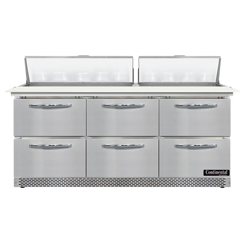 Continental SW72N18C-FB-D 72" Sandwich/Salad Prep Table w/ Refrigerated Base, 115v-cityfoodequipment.com