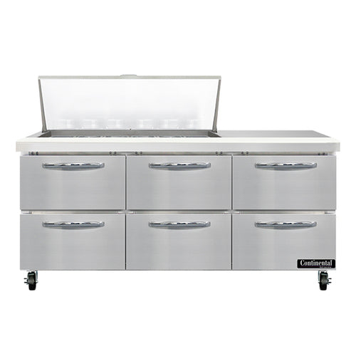Continental SW72N18M-D 72" Sandwich/Salad Prep Table w/ Refrigerated Base, 115v-cityfoodequipment.com