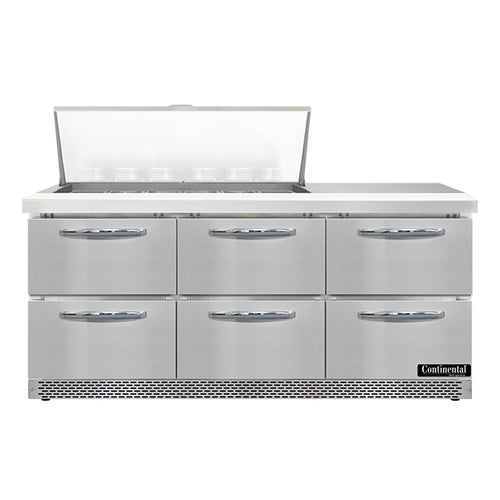 Continental SW72N18M-FB-D 72" Sandwich/Salad Prep Table w/ Refrigerated Base, 115v-cityfoodequipment.com