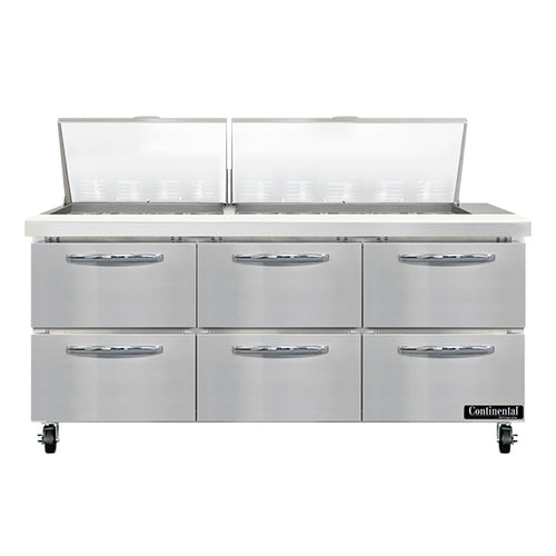 Continental SW72N27M-D 72" Sandwich/Salad Prep Table w/ Refrigerated Base, 115v-cityfoodequipment.com