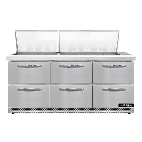 Continental SW72N27M-FB-D 72" Sandwich/Salad Prep Table w/ Refrigerated Base, 115v-cityfoodequipment.com
